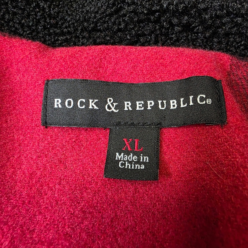 Rock‎ & Republic Red Buffalo Plaid Asymmetric Zip Sherpa Hood Jacket XL - Picture 4 of 8